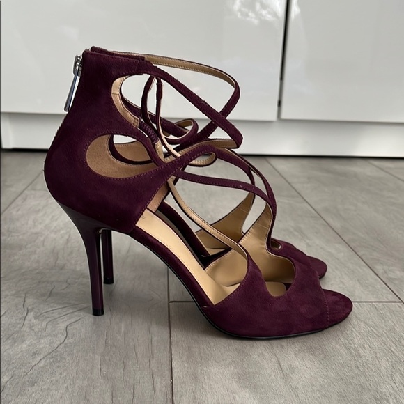 MICHAEL KORS Eggplant Purple Suede Strappy Heels, Size 8 - Picture 5 of 12